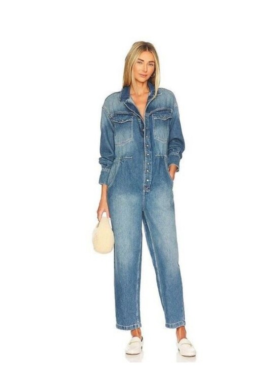 Free People Pants - Free People x Care FP Townes Jumpsuit High Noon Denim Long Sleeve M